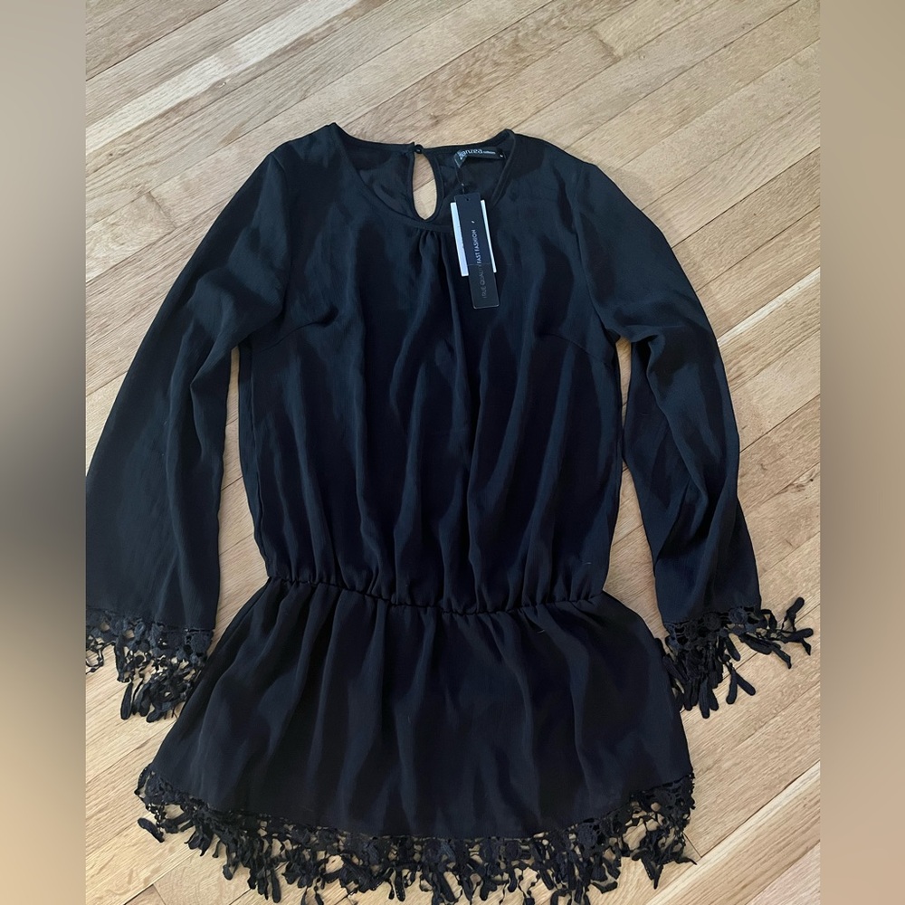NEW Boho Fringe Blouse Sz Med